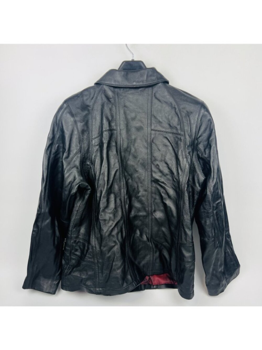 Women’s Black Leather Jacket Lane Bryant Size 14/16 Full Zip - Picture 4 of 5